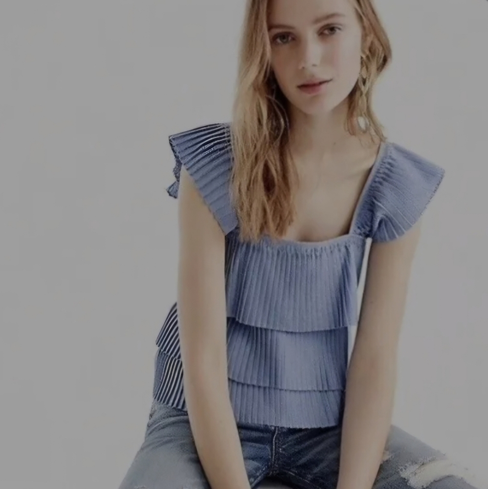 J CREW BLue Pleated Women's Top